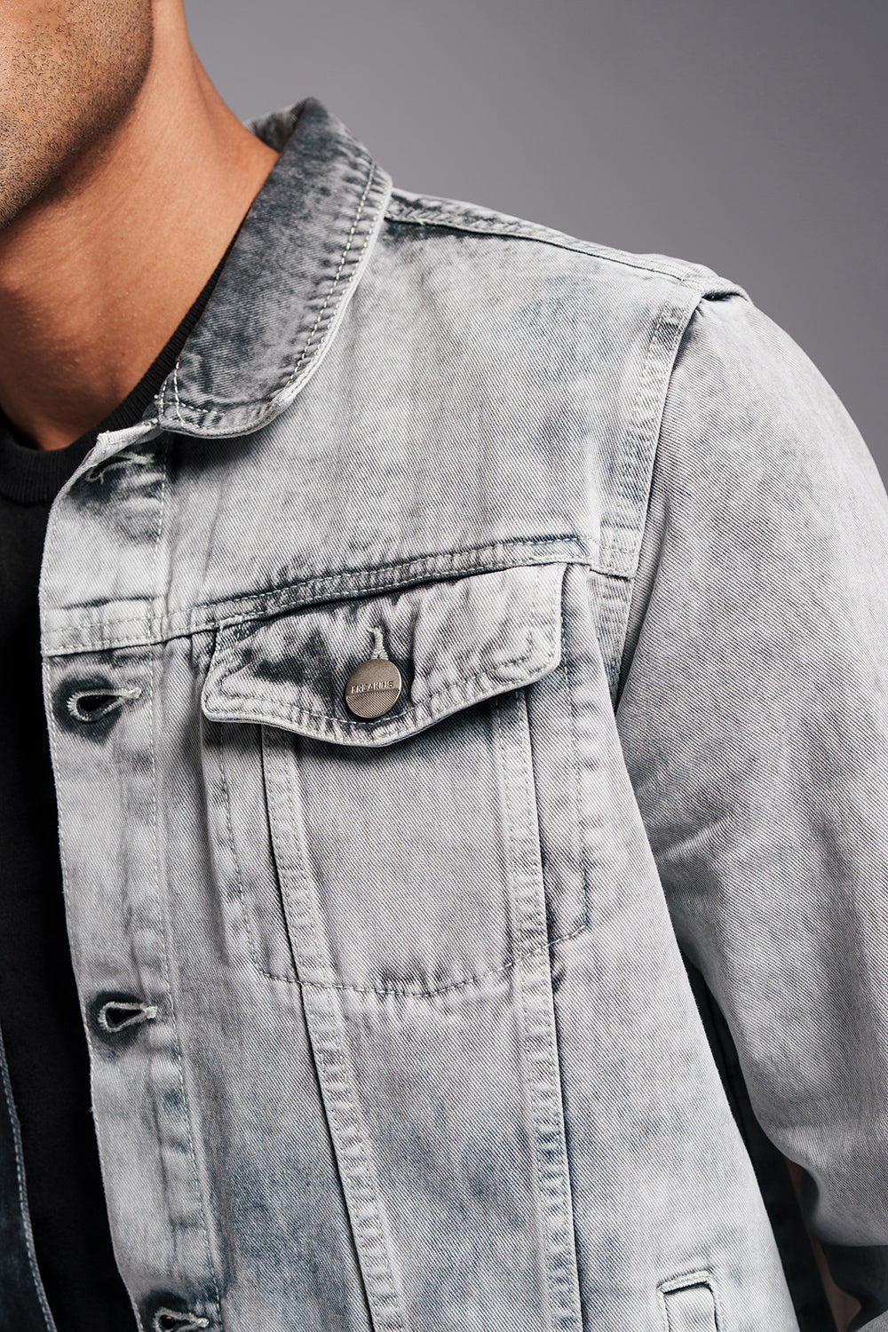 Recon Grey Men's Denim Trucker Jacket