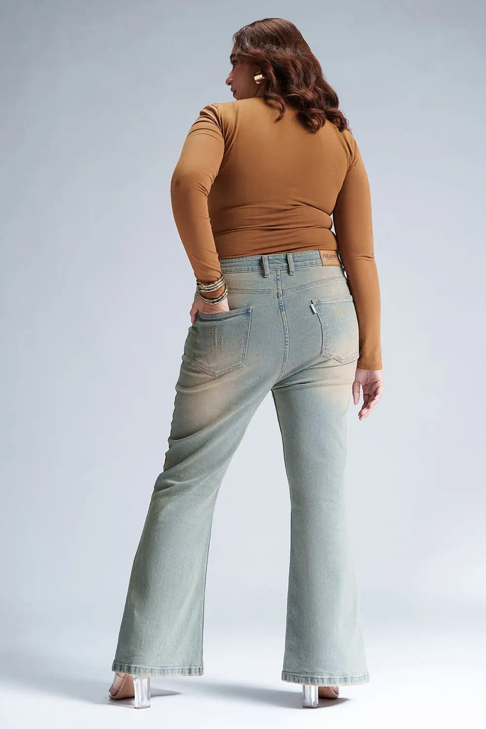 Retro Lupine Blue Curve Bootcut Jeans