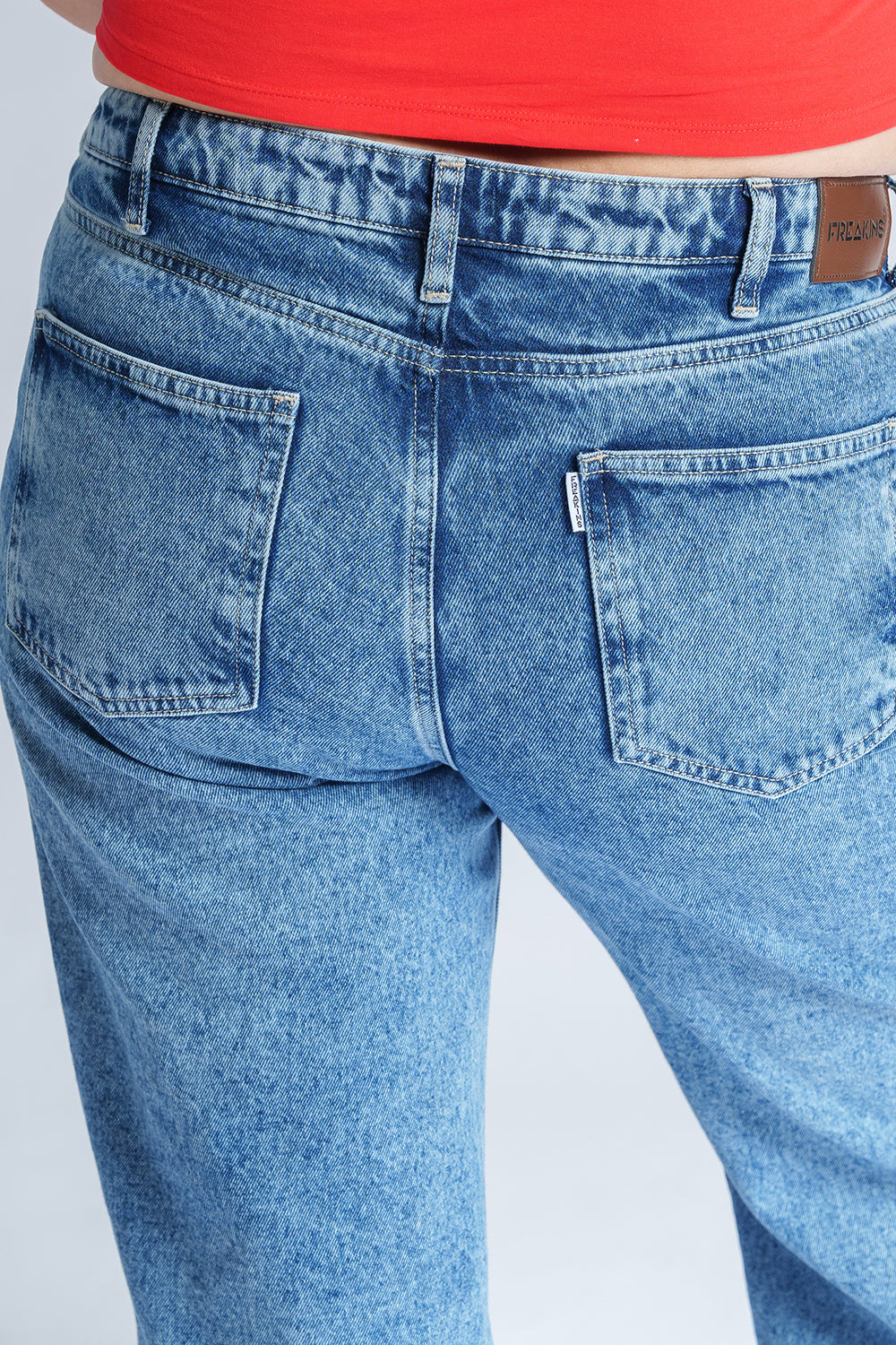 Tranquil Blue Distressed Curve Straight Fit Jeans