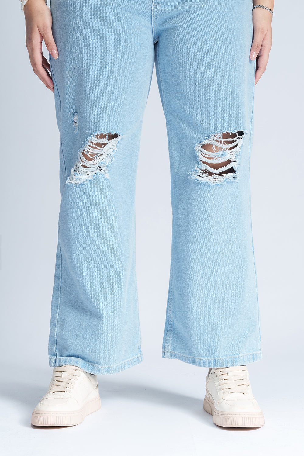 Ocean Mist Distressed Curve Straight Fit Jeans