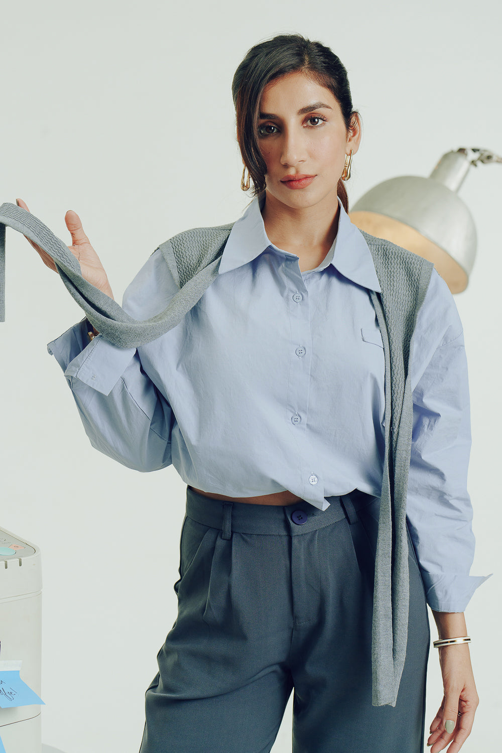 Blue Shirt With Shrug Tie