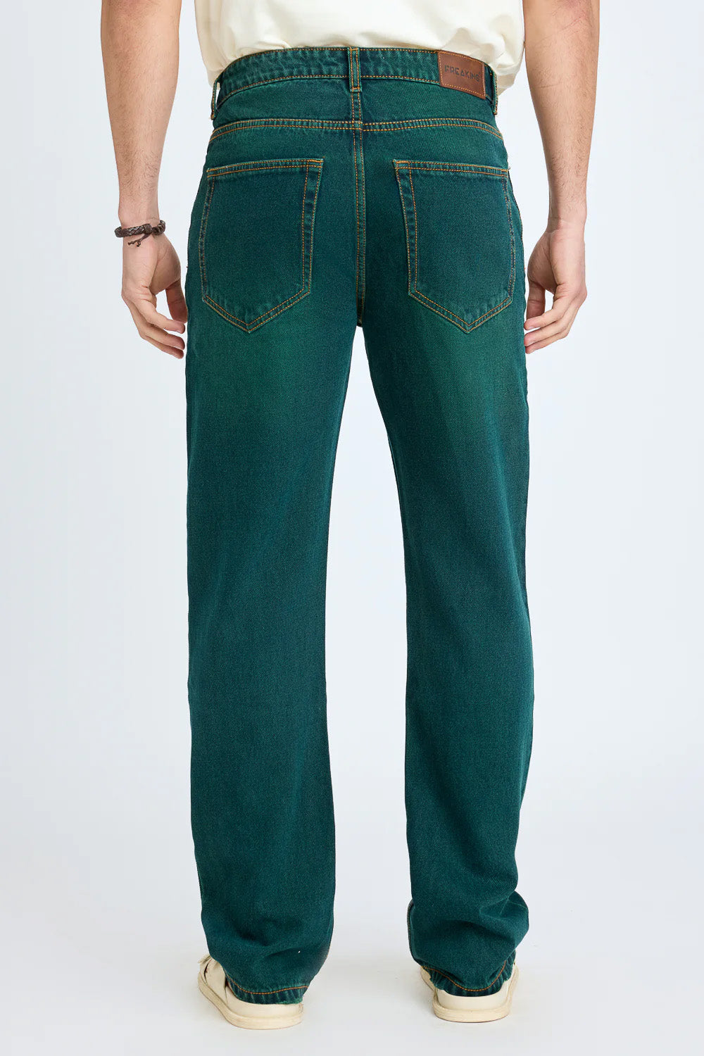 Green Men's Slim Straight Jeans