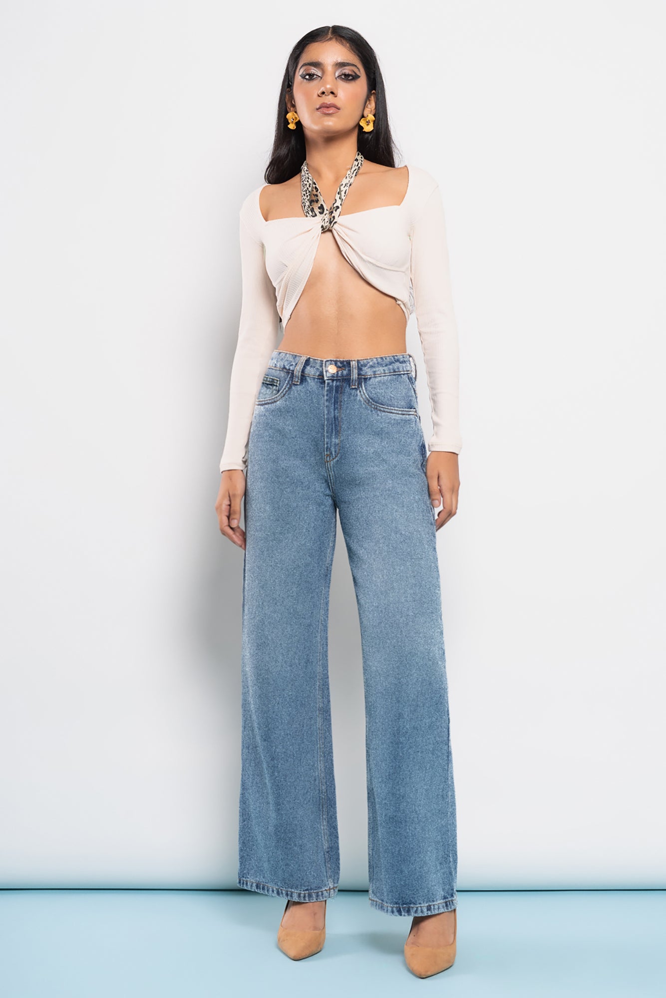 Soft Blue Women's Wide Jeans