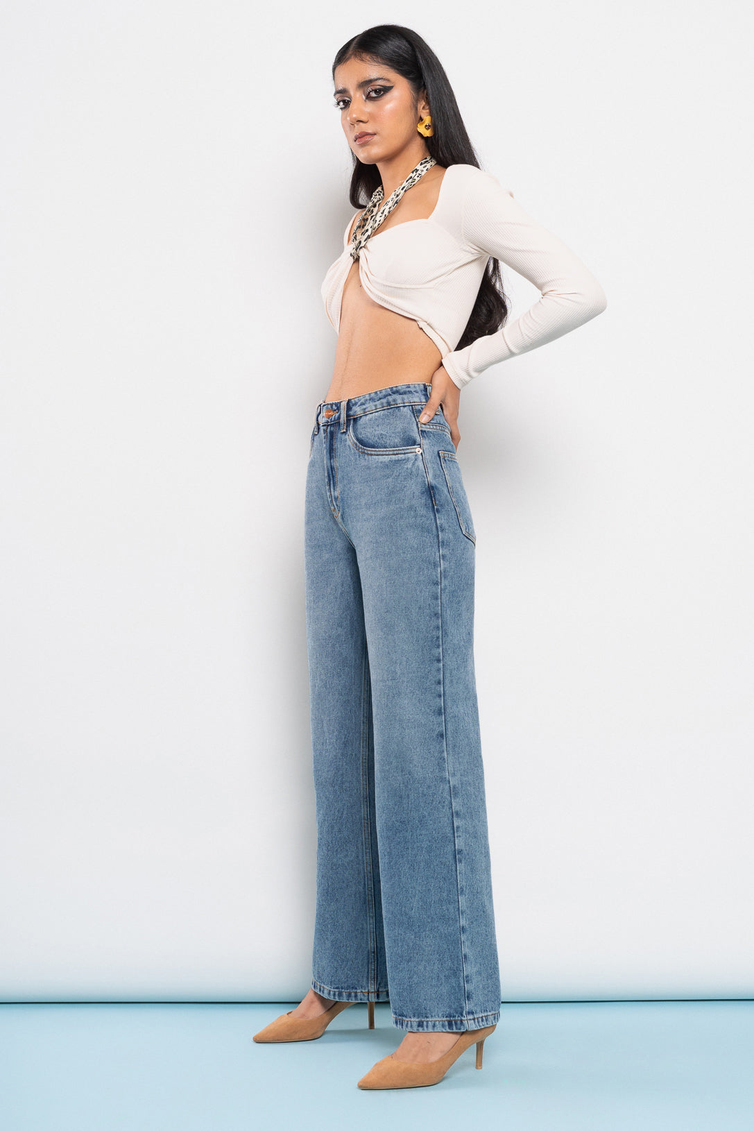 Soft Blue Women's Wide Jeans