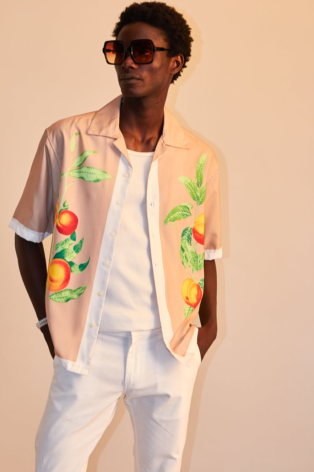 Relaxed Fit Printed Men's Shirt - Peaches