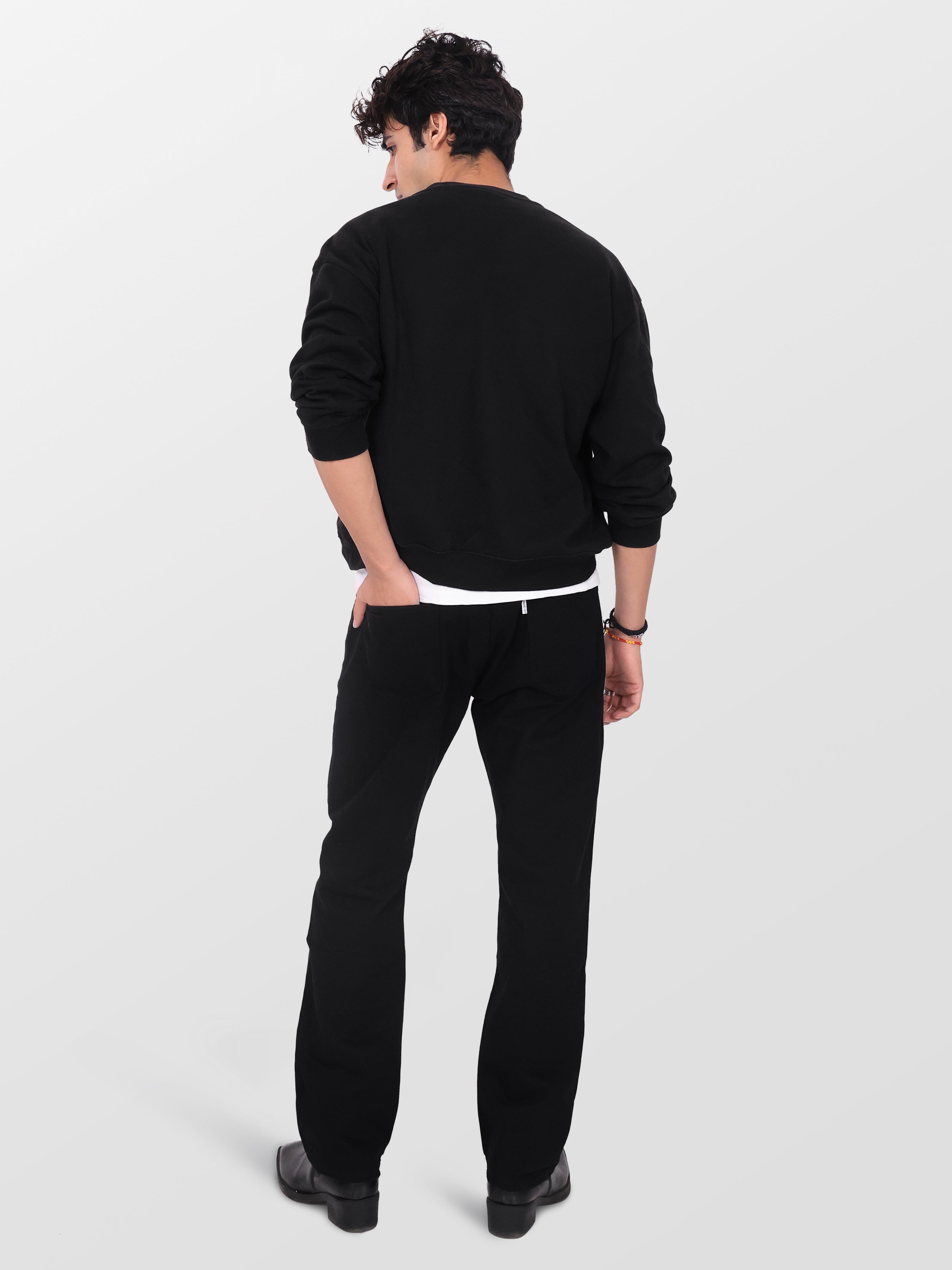 Street Black Ripped Straight Jeans