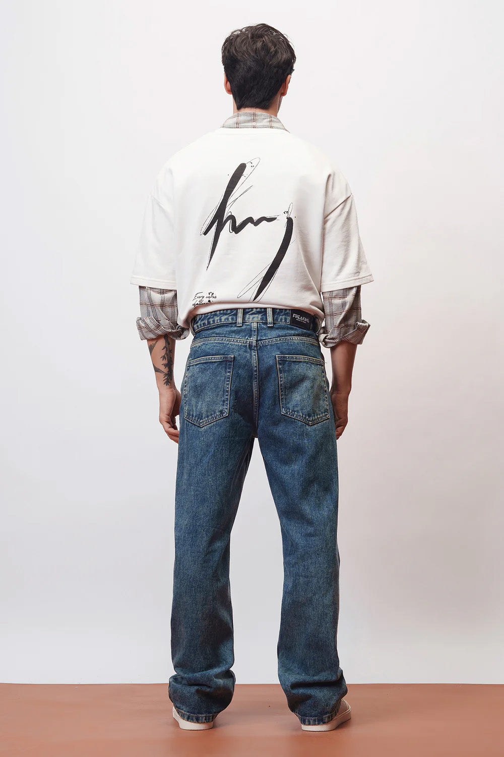 Inked Blue Men's Baggy Straight Jeans