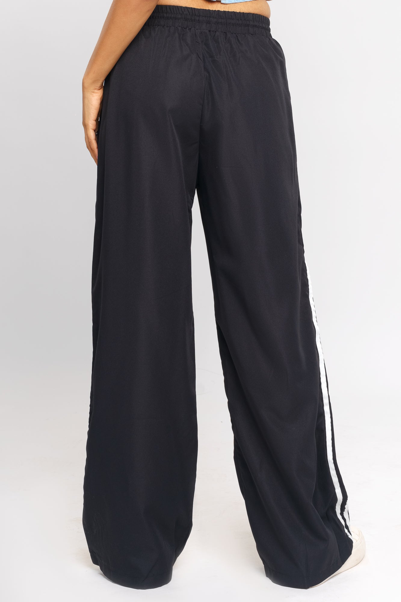 BLACK CONTRAST STRAIGHT FIT TRACK PANTS