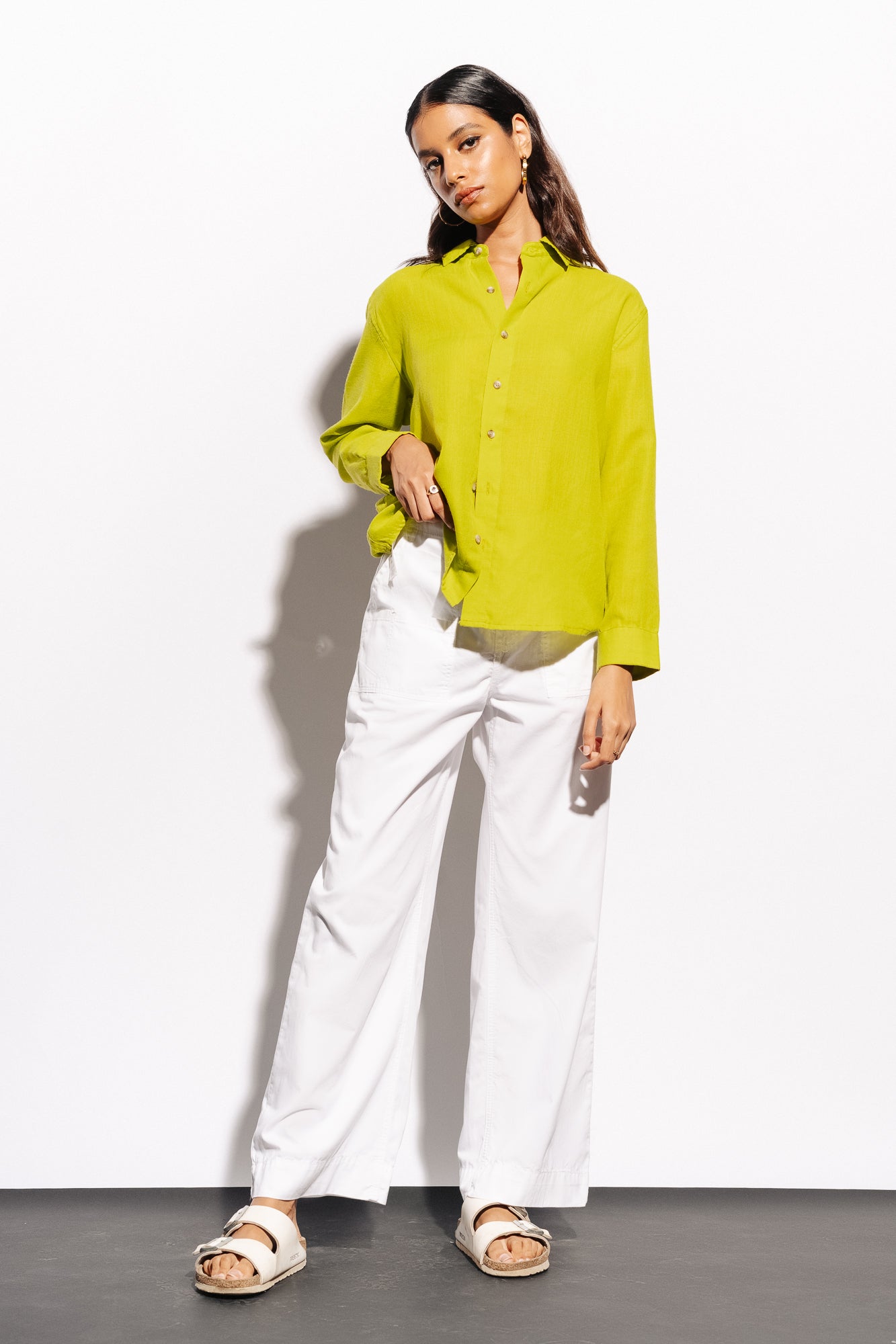 LIME GREEN LINEN SHIRT