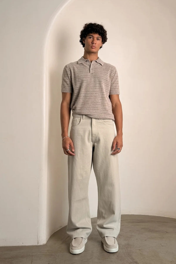 Men Ecru Baggy Jeans - ecru baggy jeans men