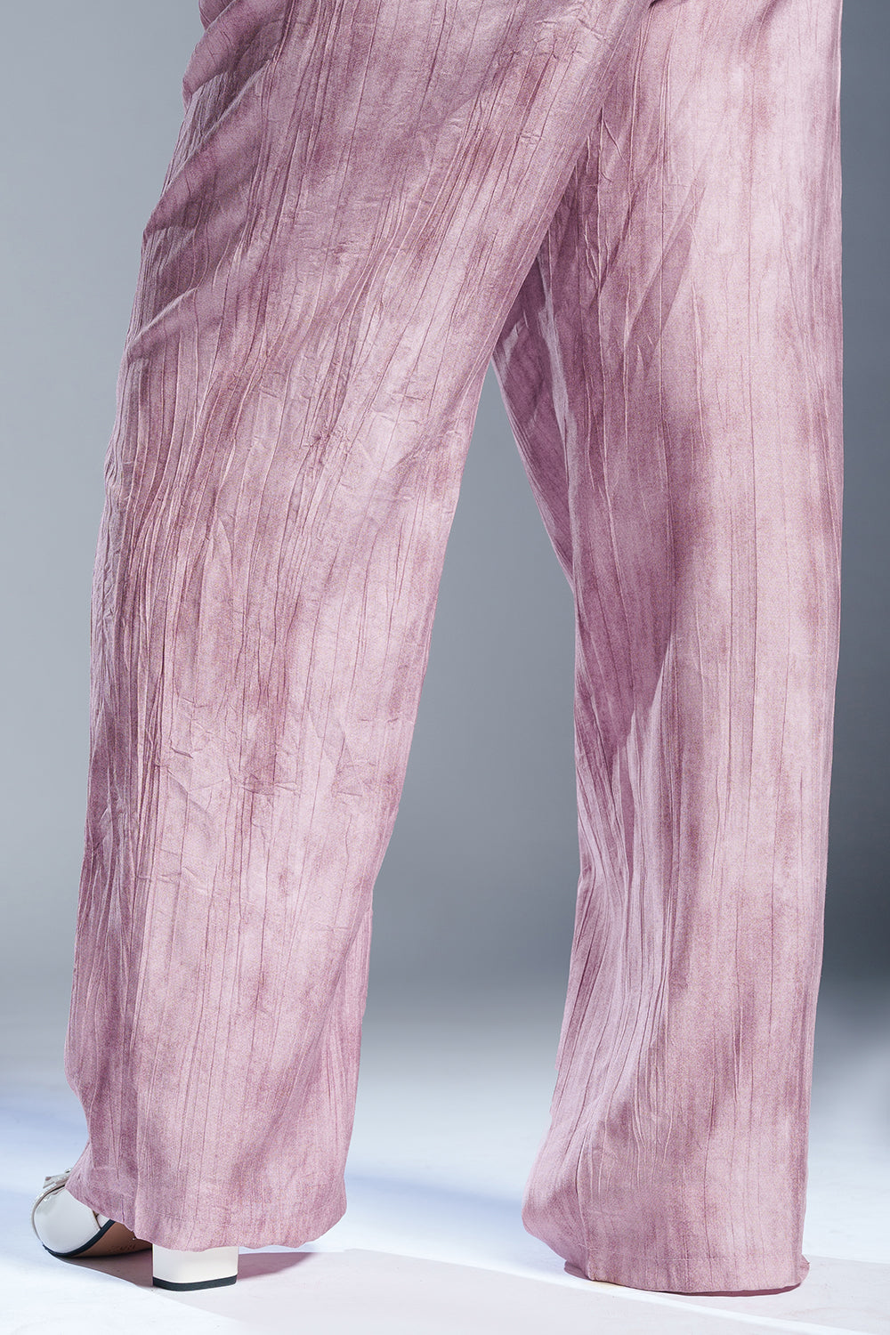 Tranquil Pink Sheer Double Button Korean Pants