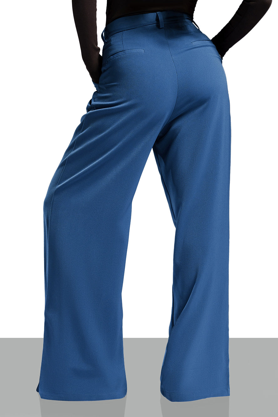 Regal Blue Tie Up Women's Wide Korean Pants