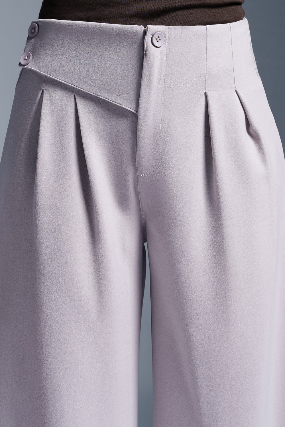 Gentle Grey Stylised Waist Korean Pants