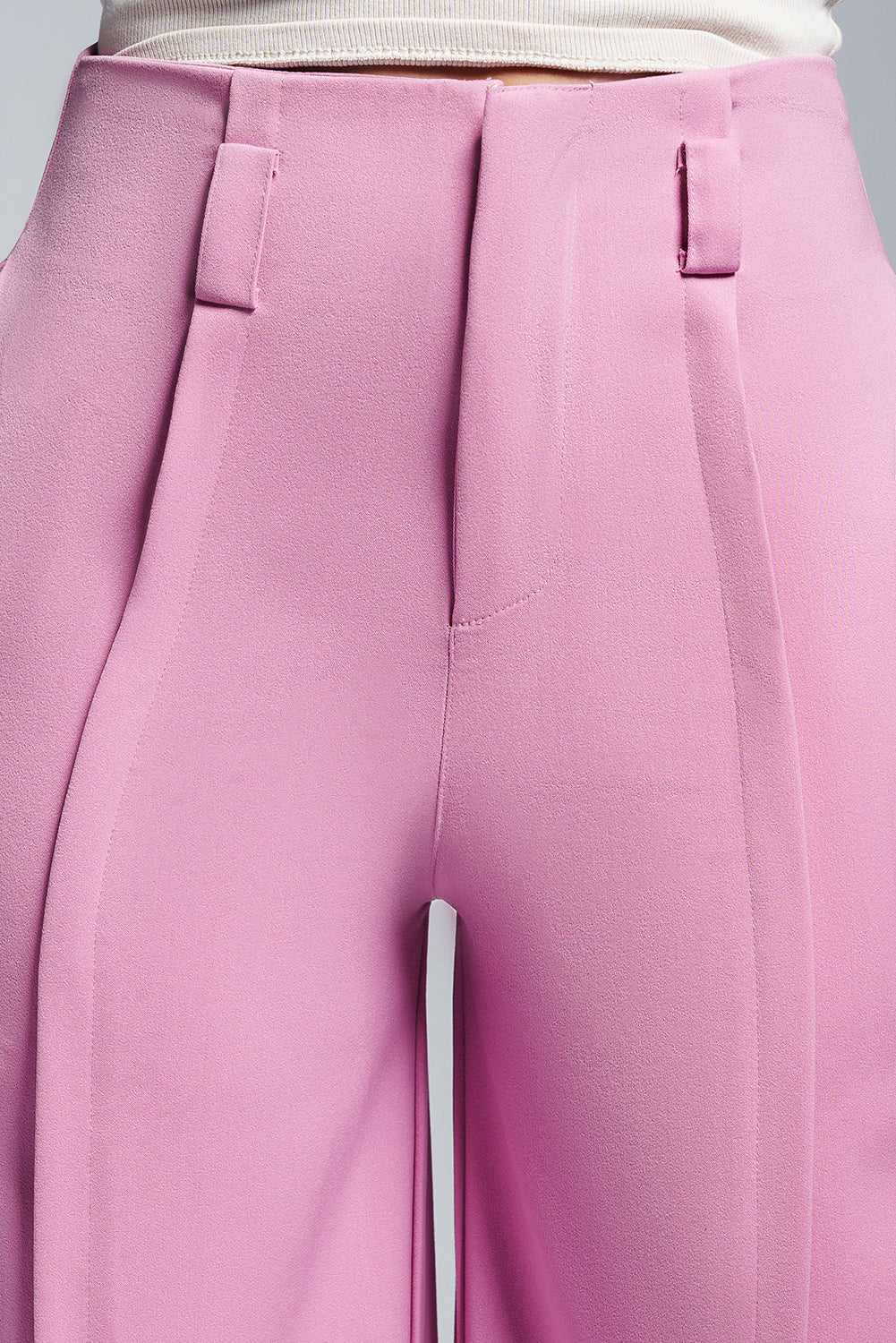 Peony Pink Front Slit Korean Pants