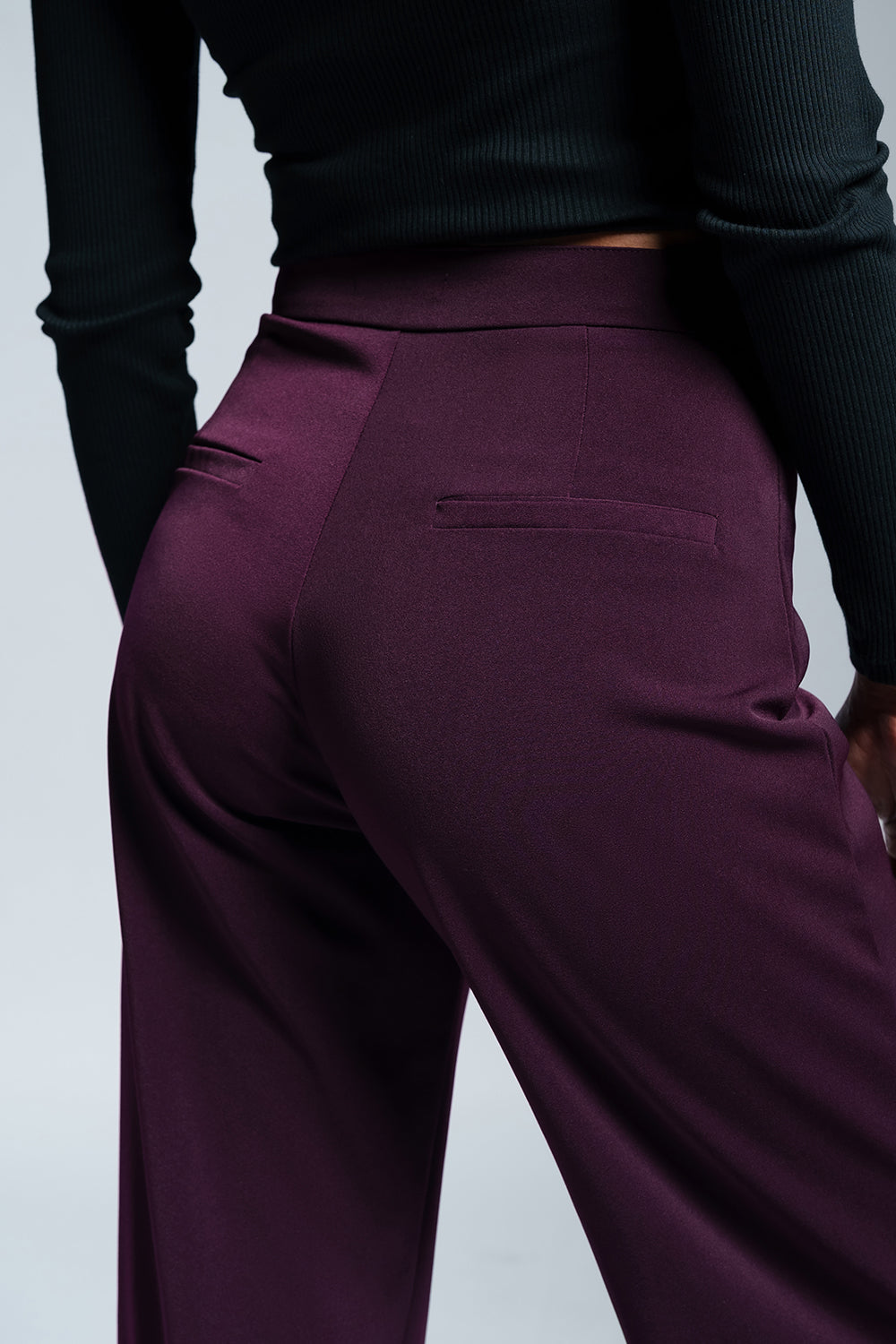 Ruby Wine Twisted Waist Korean Pants