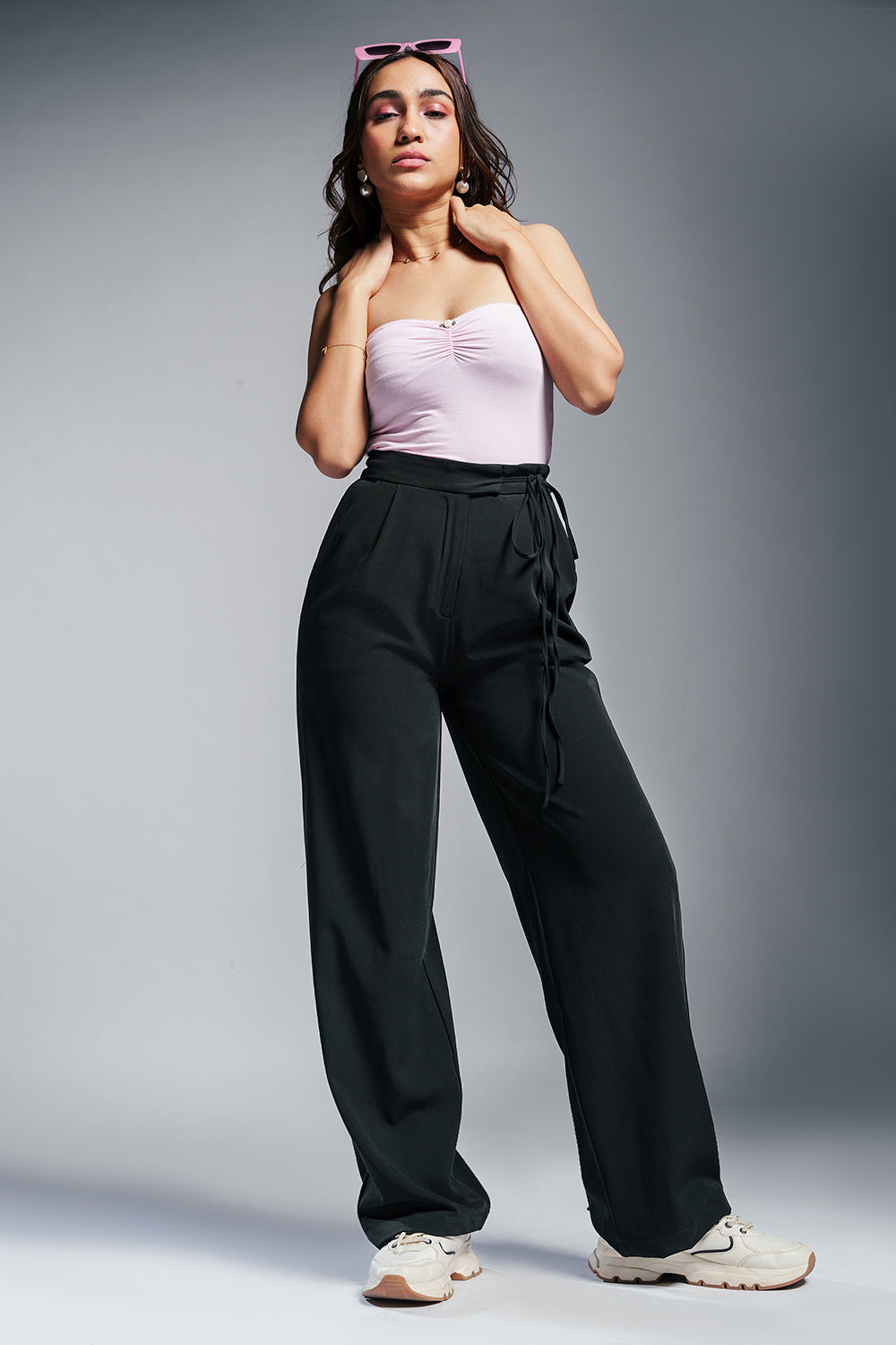 Nyx Black Tie-up Korean Pants