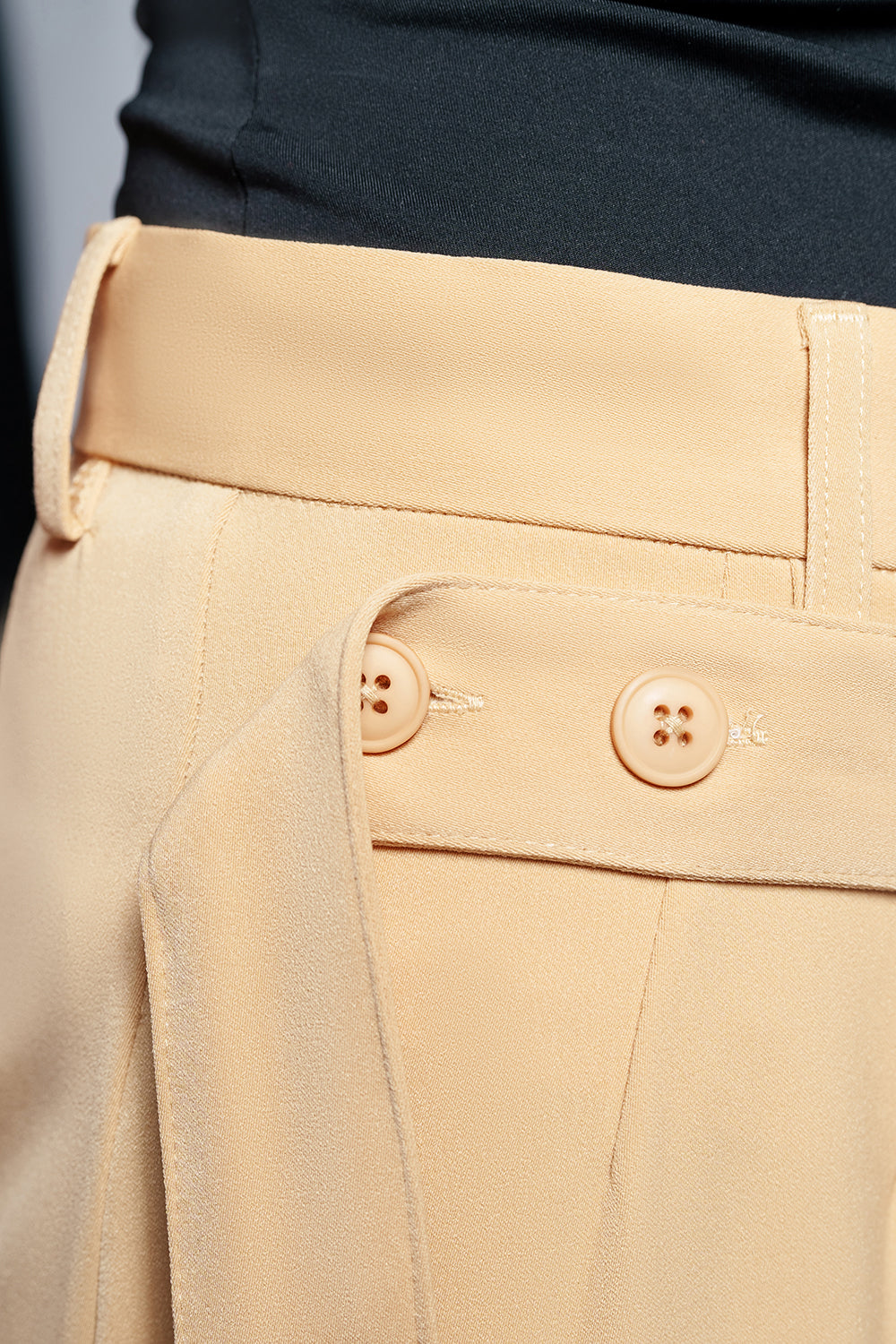 Sunlit Beige Strap Detailed Korean Pants