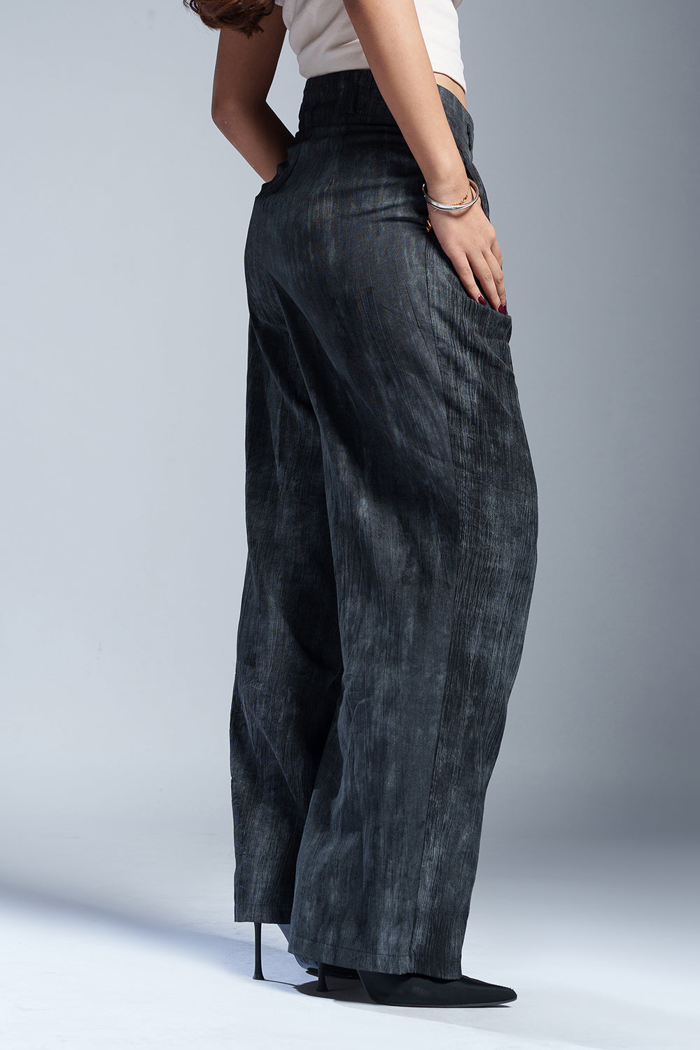 Ashwood Grey Sheer Double Button Korean Pants