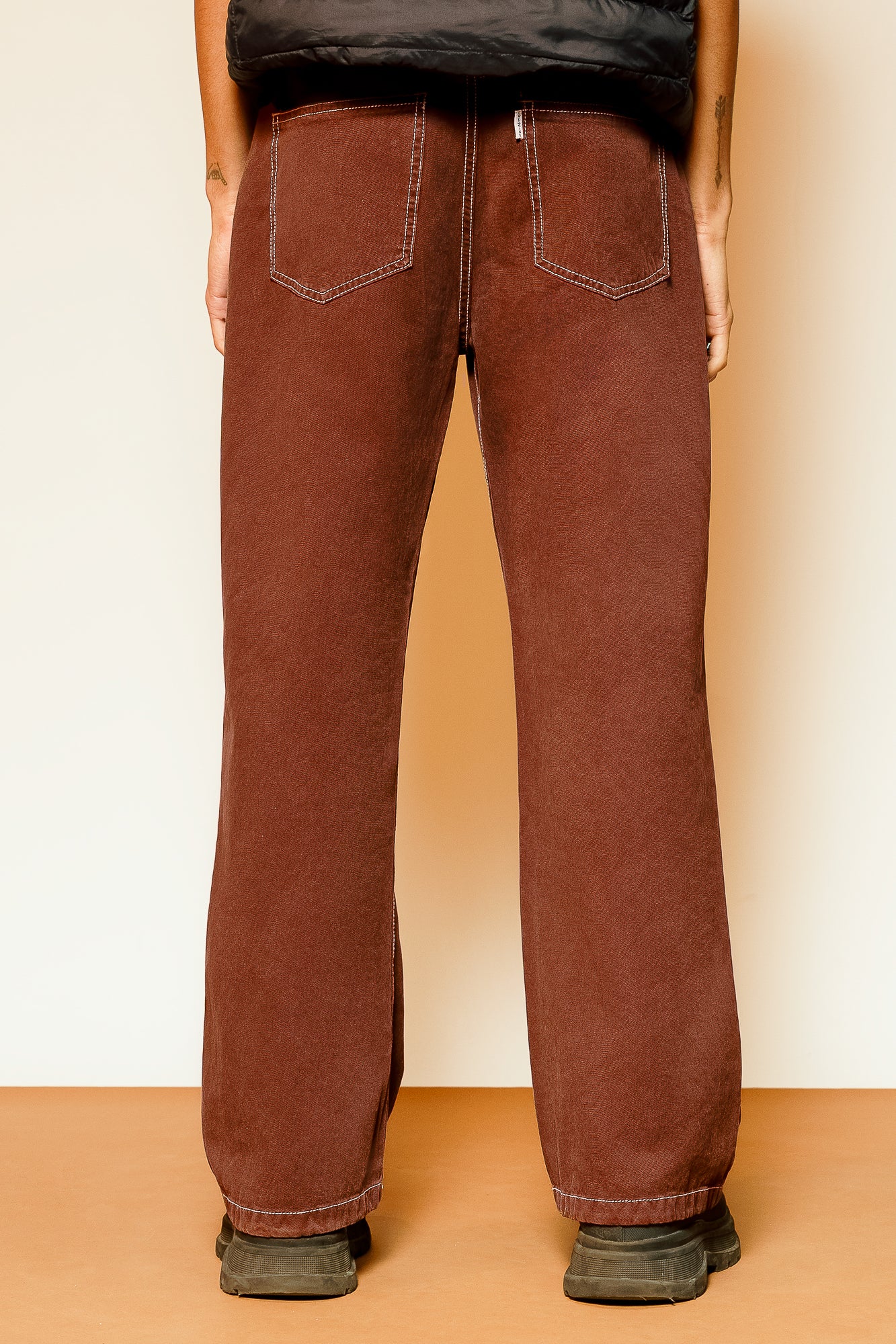 MEN'S CONTRAST TAWN RELAXED STRAIGHT JEANS