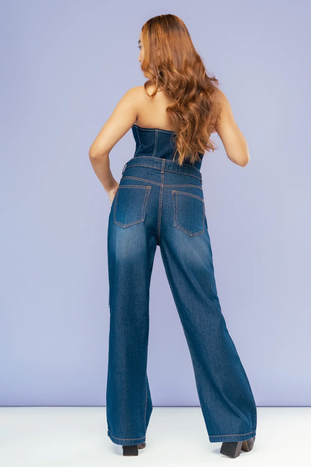 Midnight Blue Distress Women's Wide Jeans