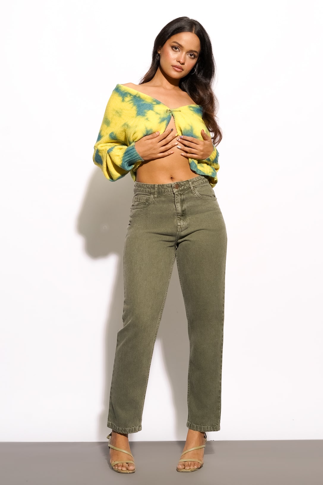 Olive green hot sale mom jeans