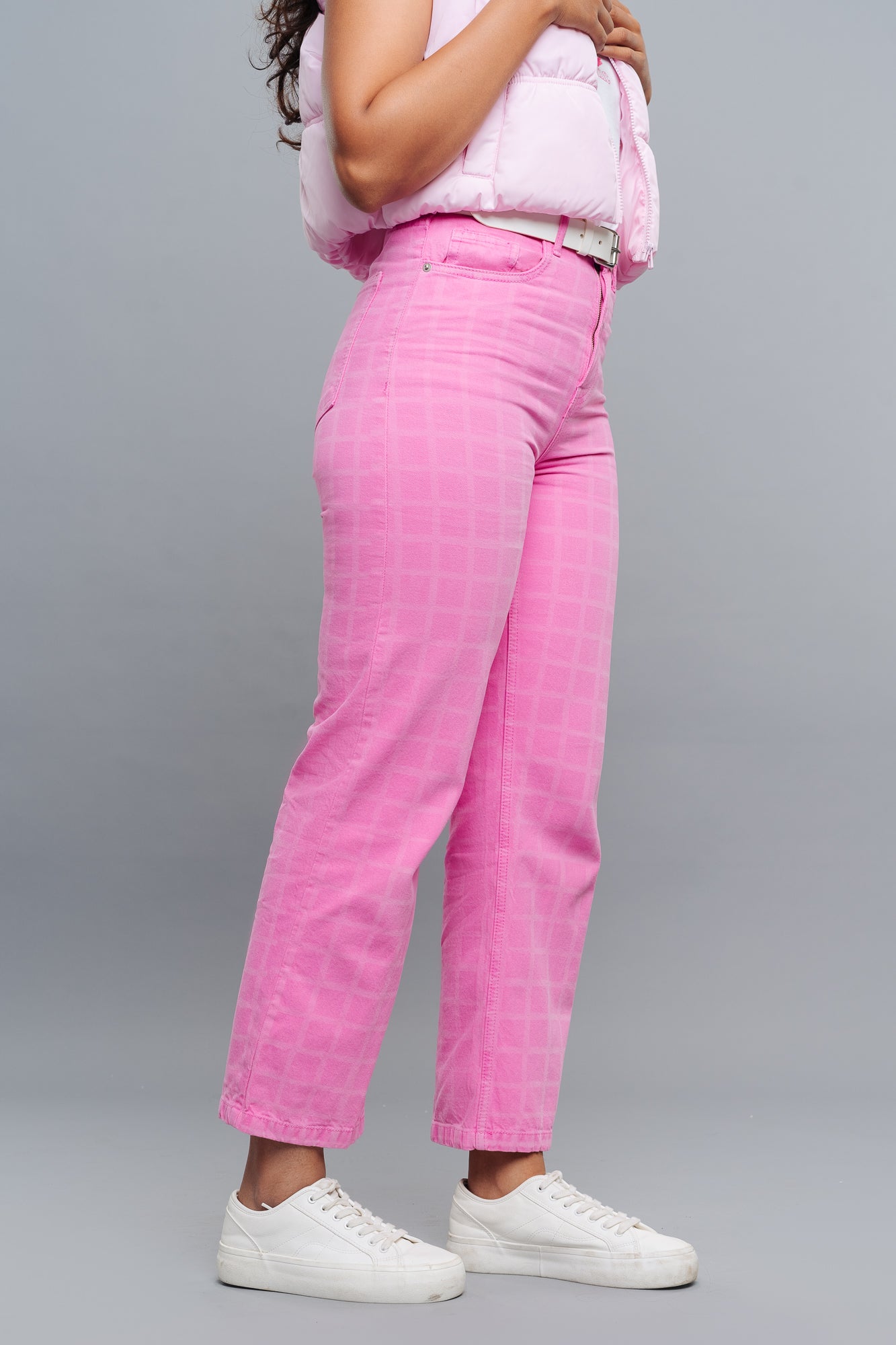 Pink Block Straight Jeans