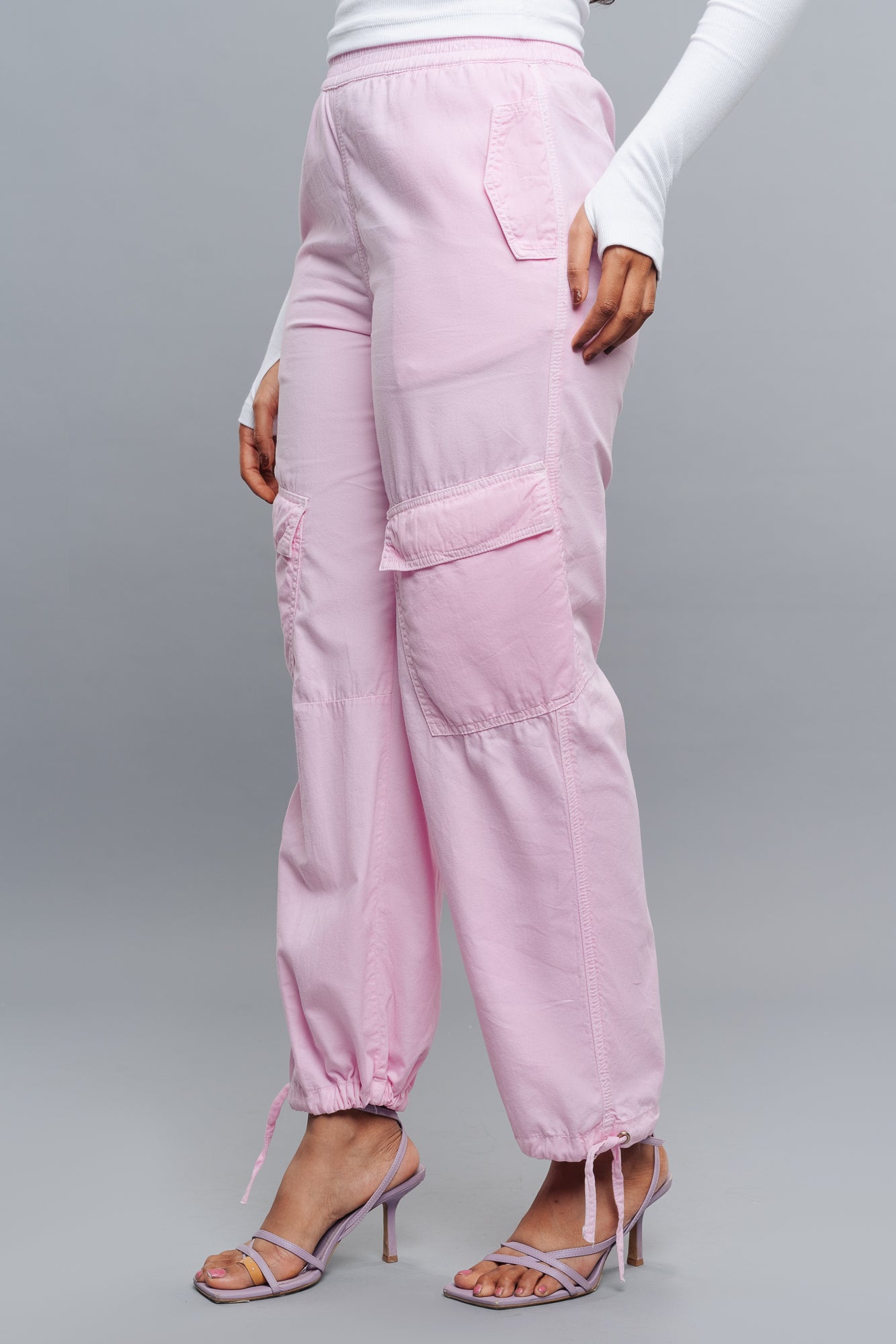 Pink high waist online cargo jogger