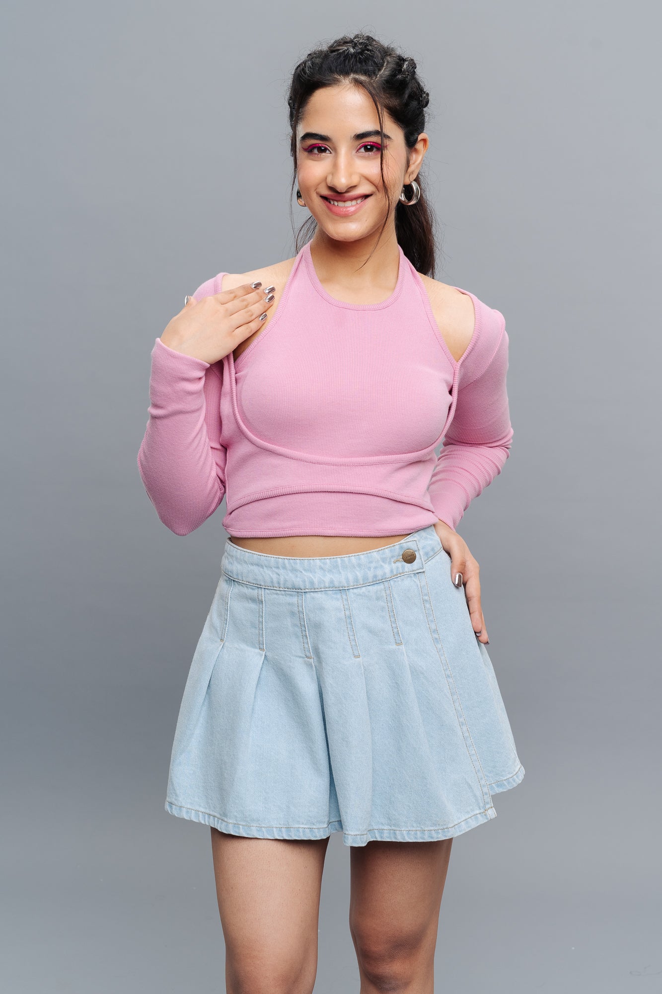 PINK CUT OUT SLEEVE TOP