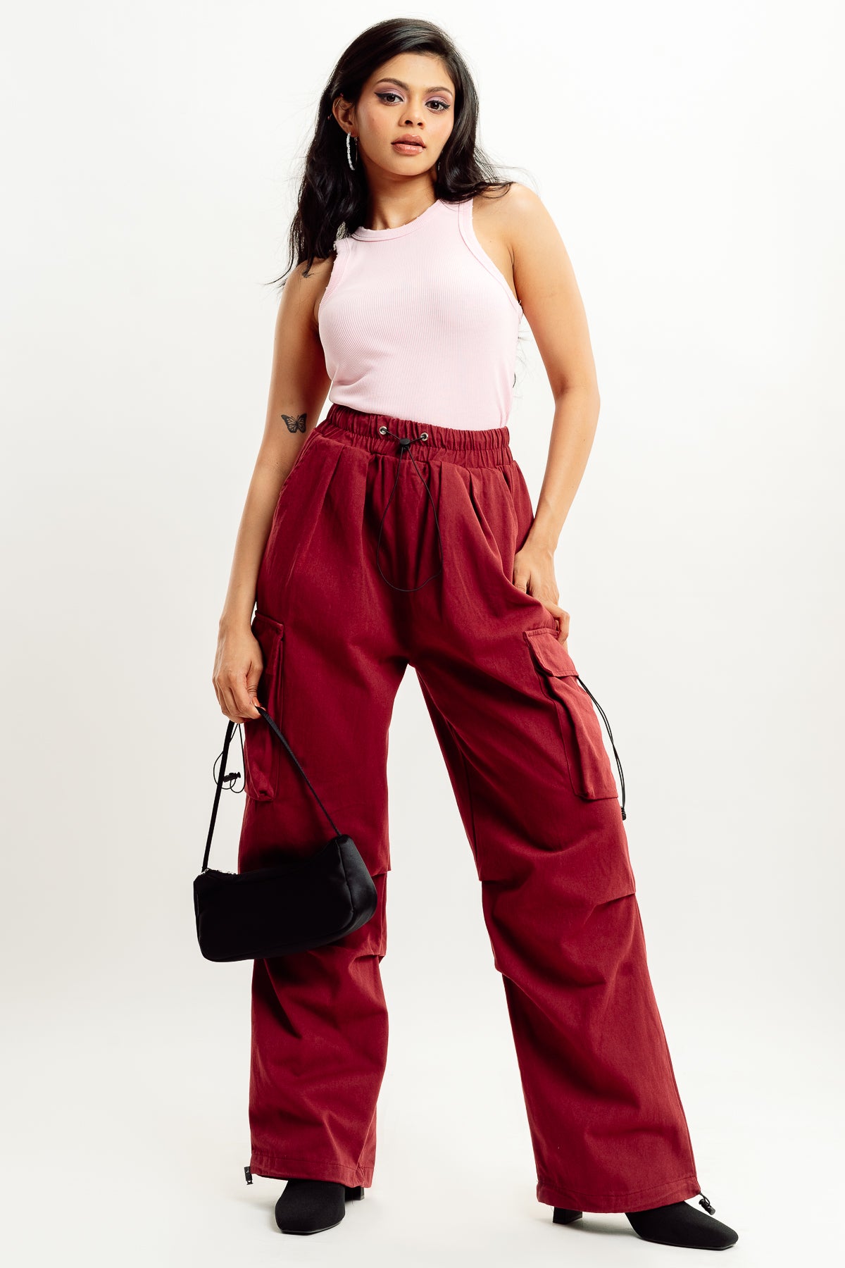 RED STREET STYLE CARGO PANT