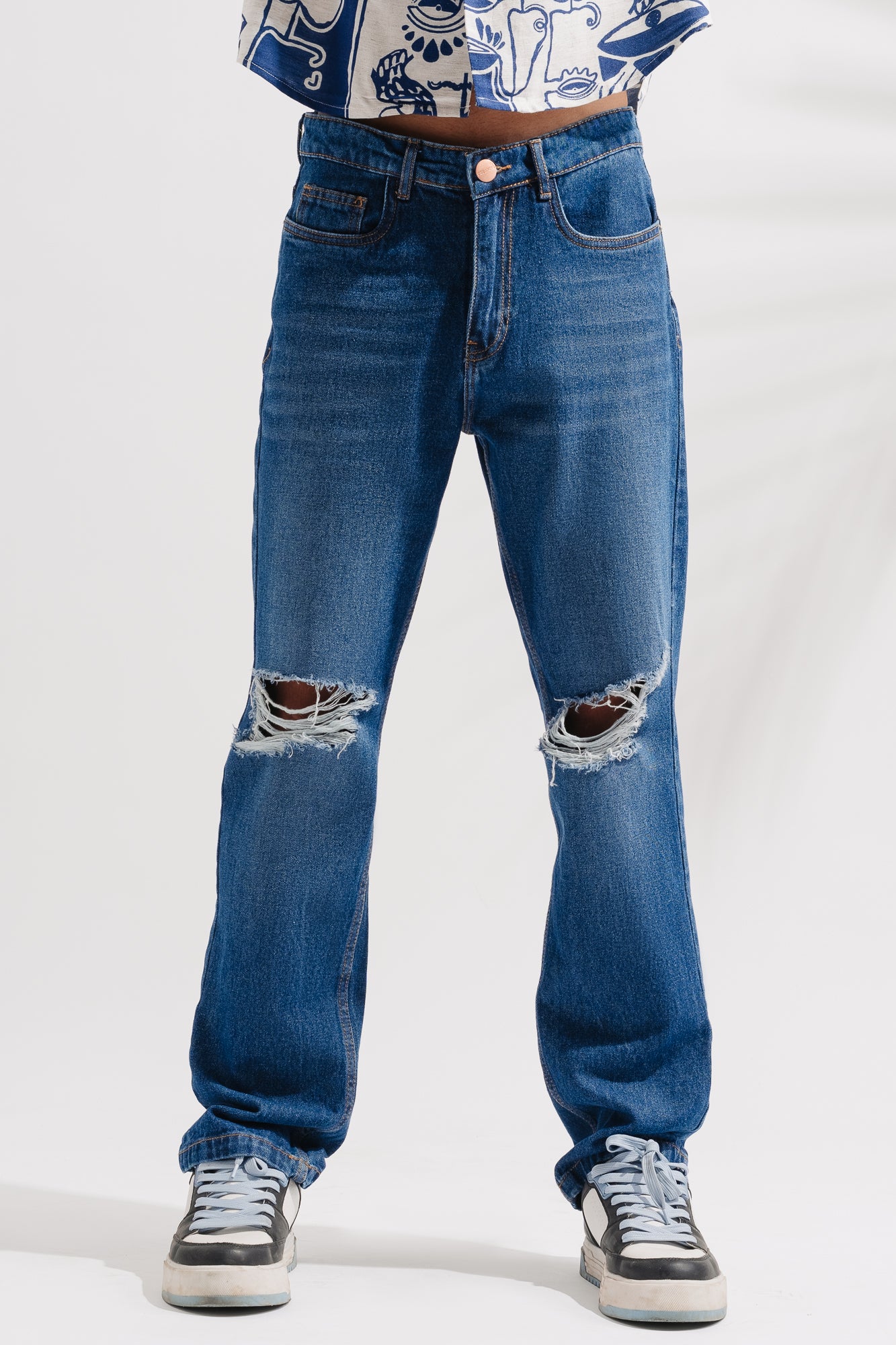 CLASSIC DISTRESSED MEN'S WIDE JEANS