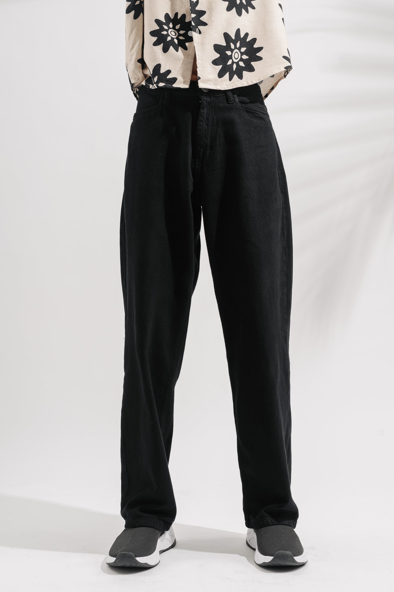 Black Men's Baggy Straight Jeans