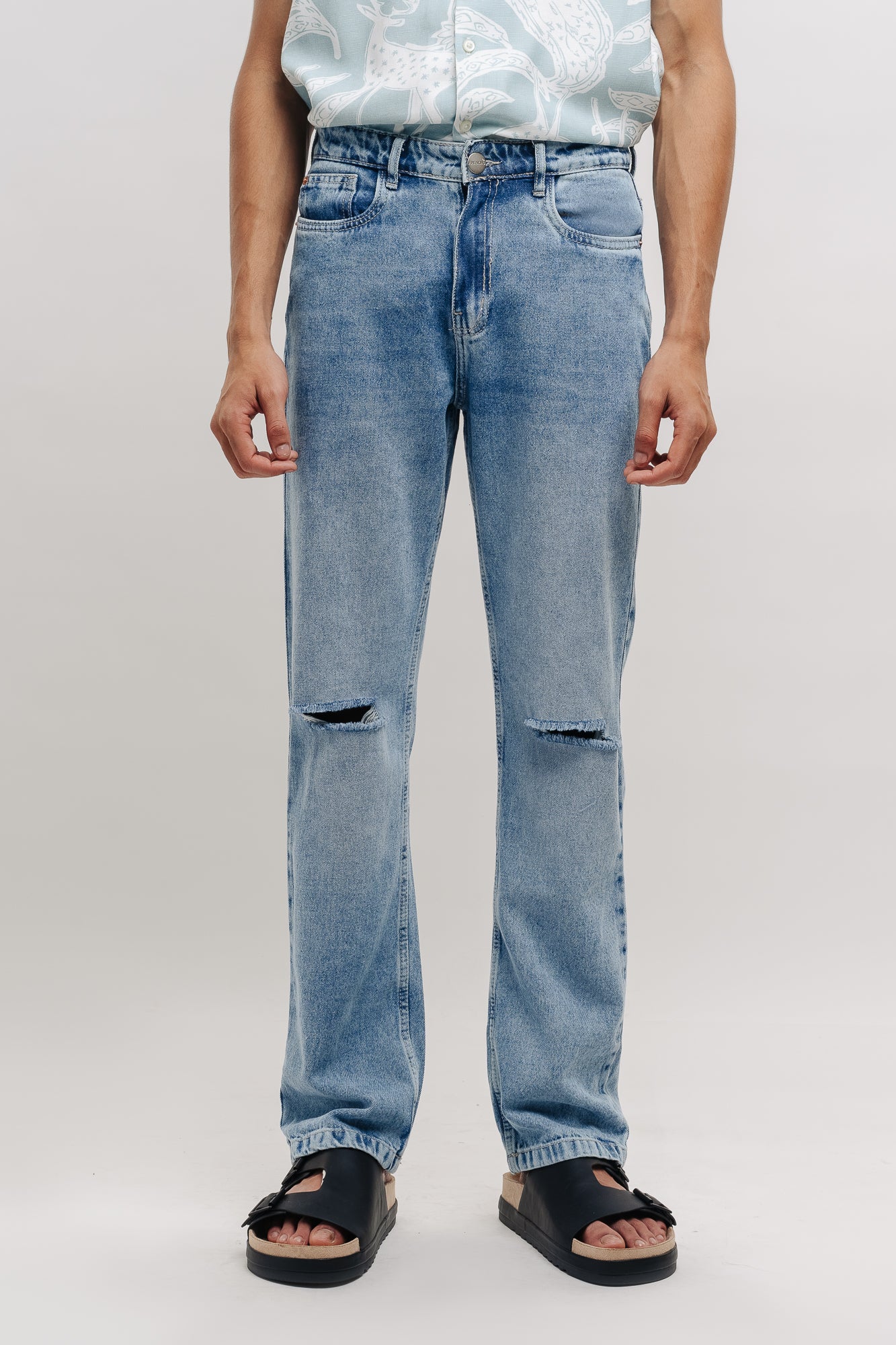 WASHED MENS STRAIGHT JEANS