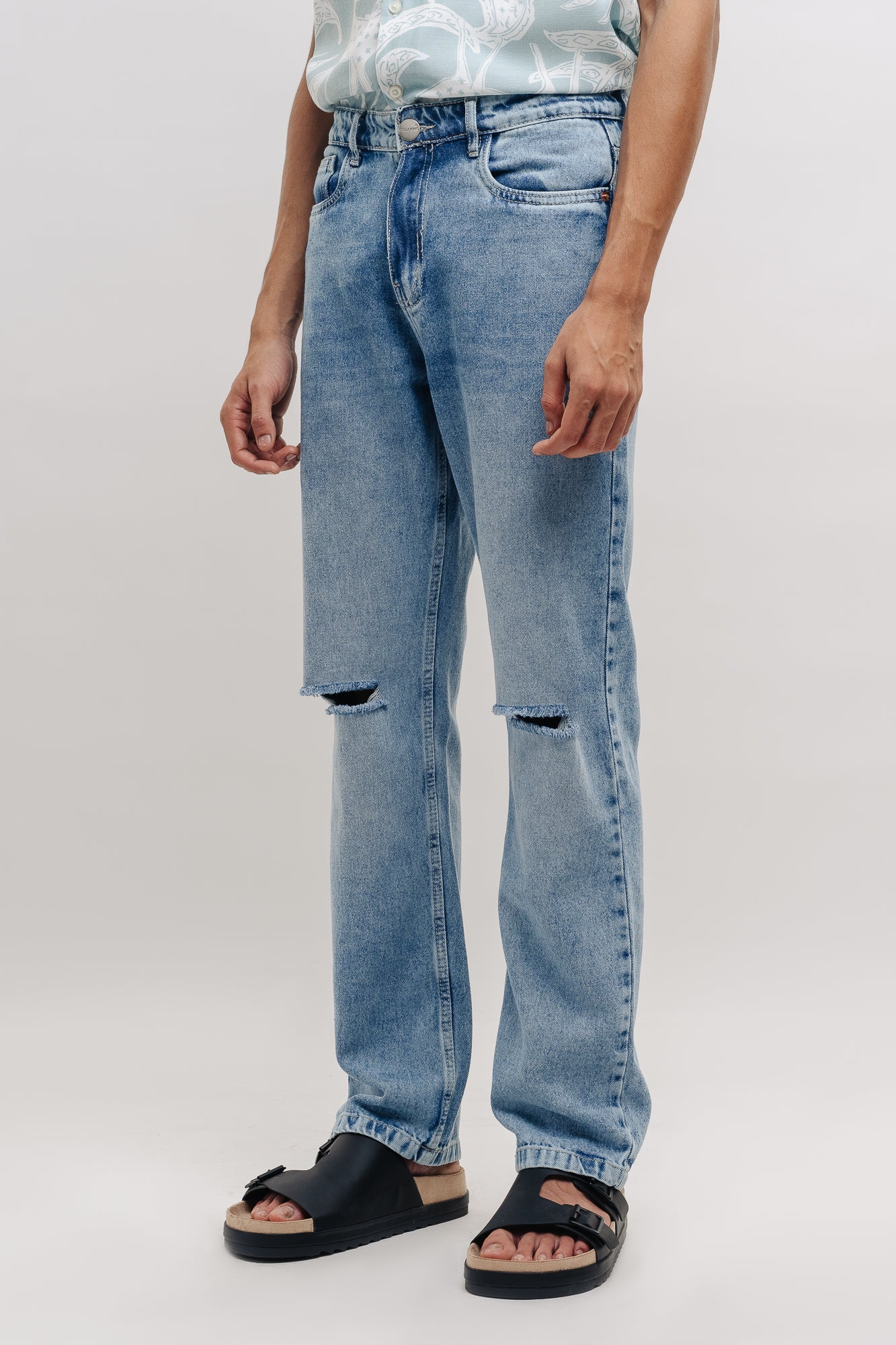 WASHED MENS STRAIGHT JEANS