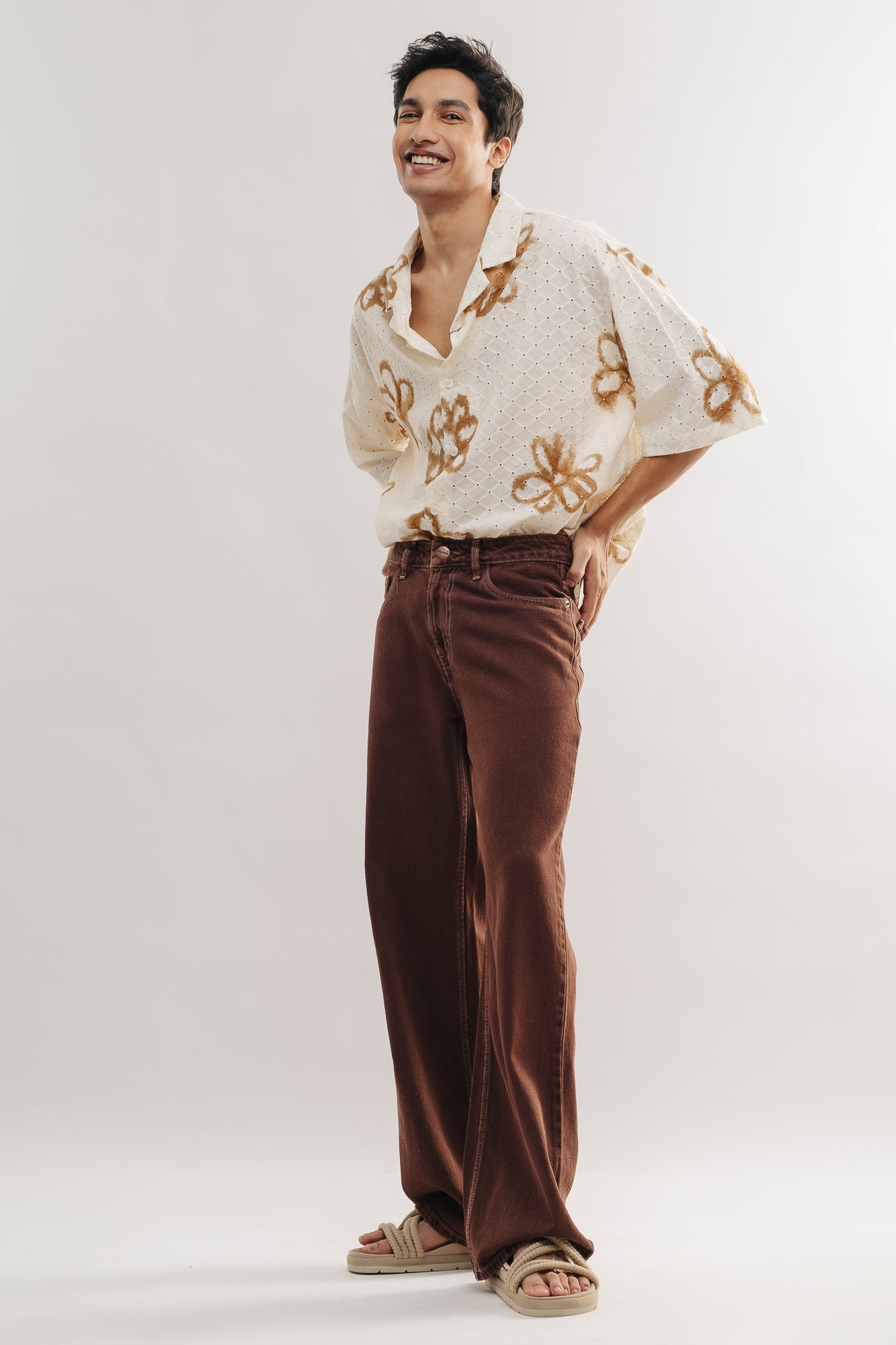 Brown Men's Straight Jeans
