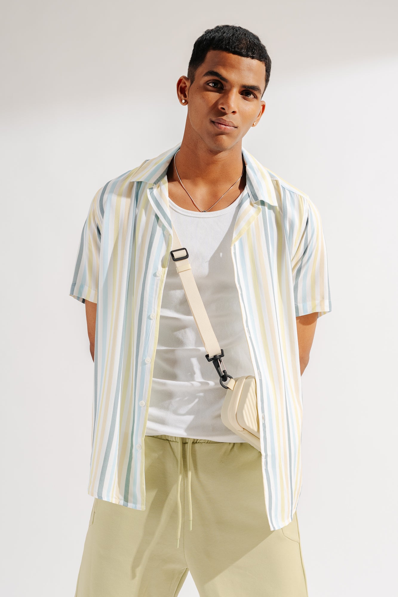 Men's White Stripe Viscose Shirt
