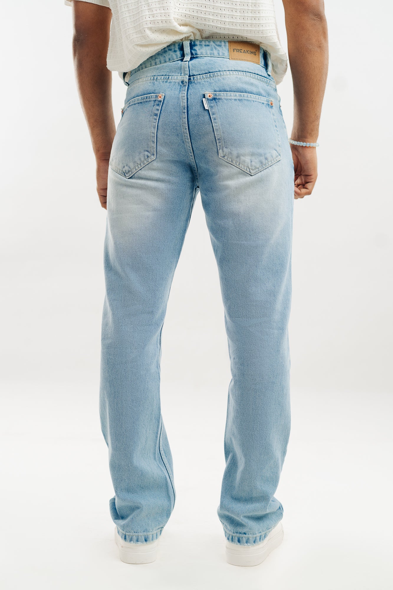 Straight Men\'s Jeans Abrasion Blue