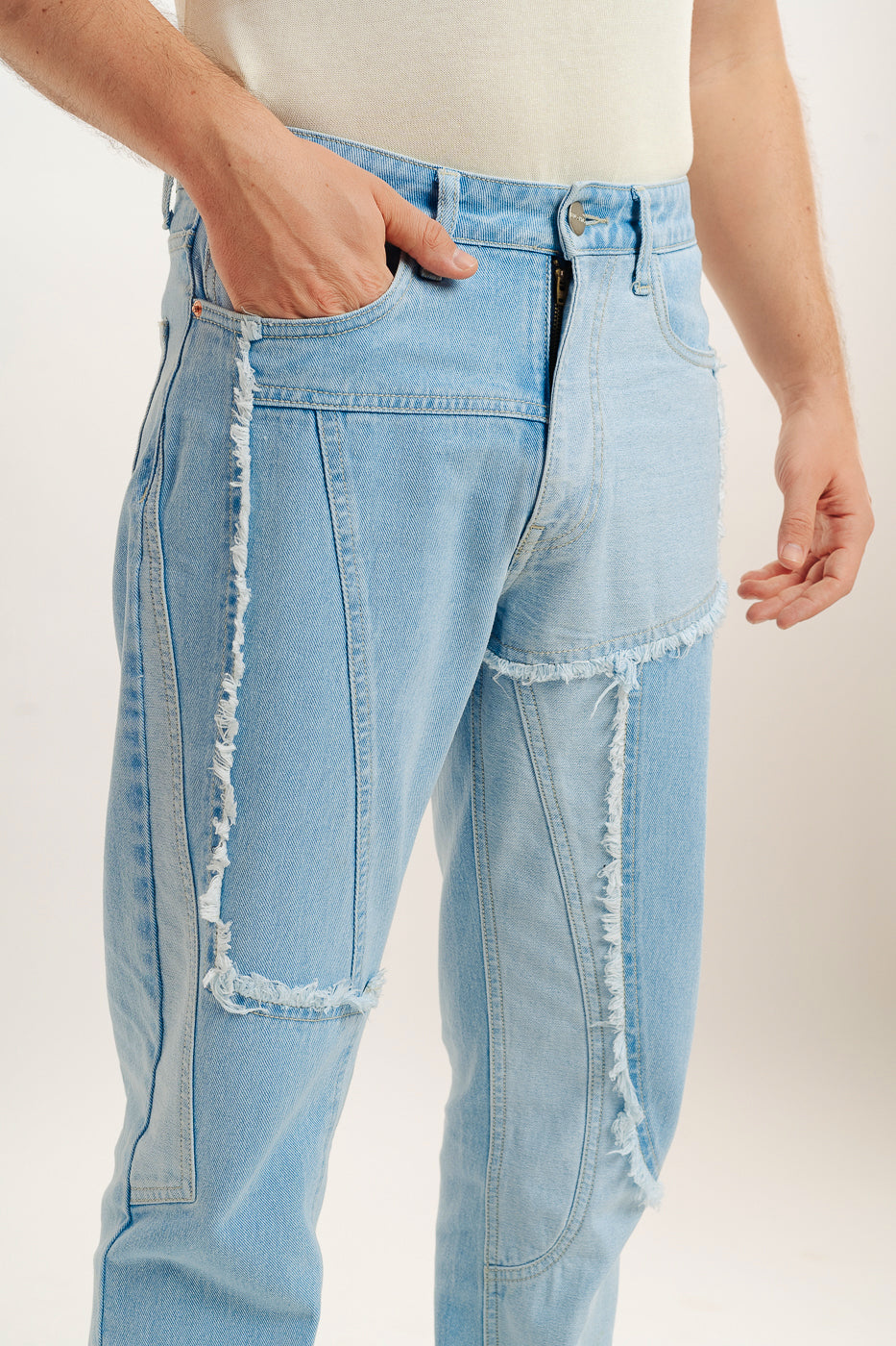 Men's Light Blue Straight Jeans