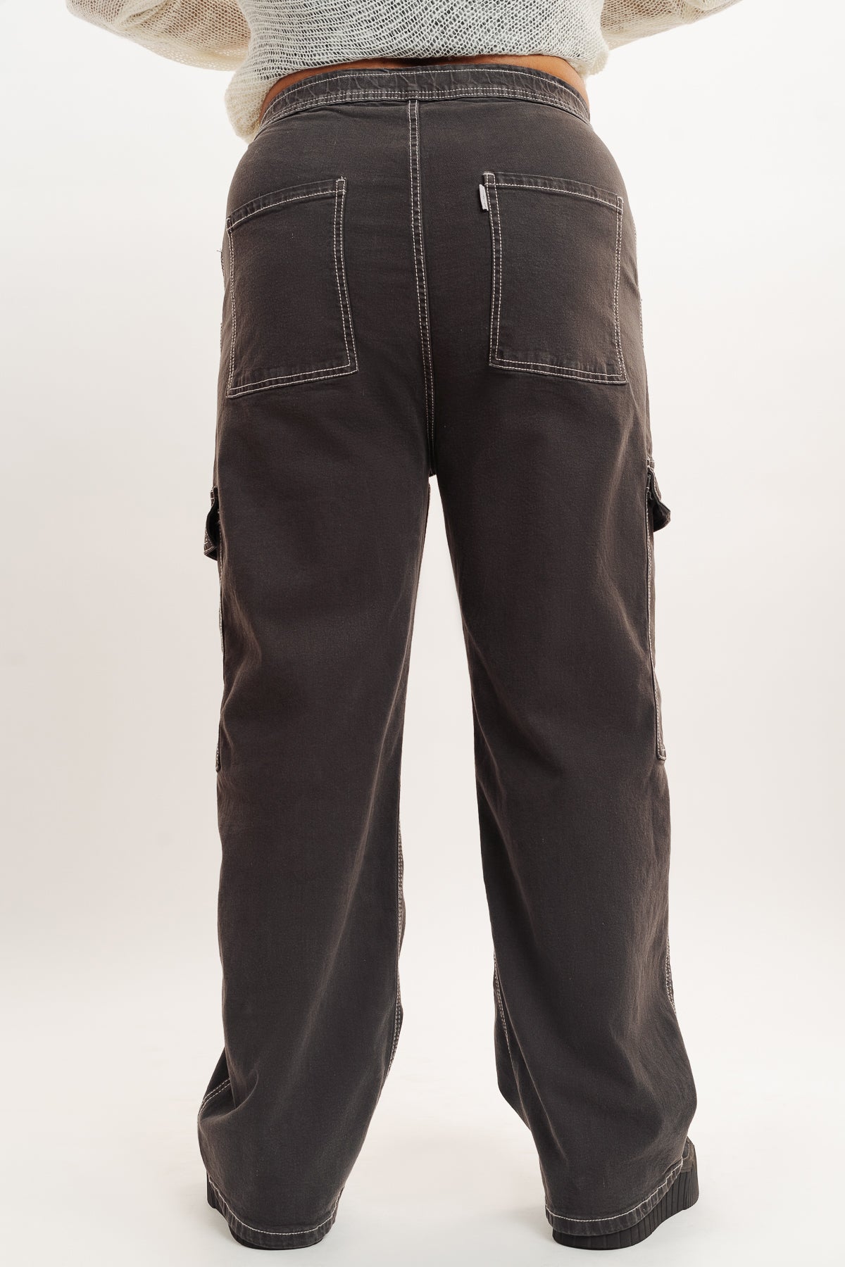 Contrast Iron Grey Cargo Jeans