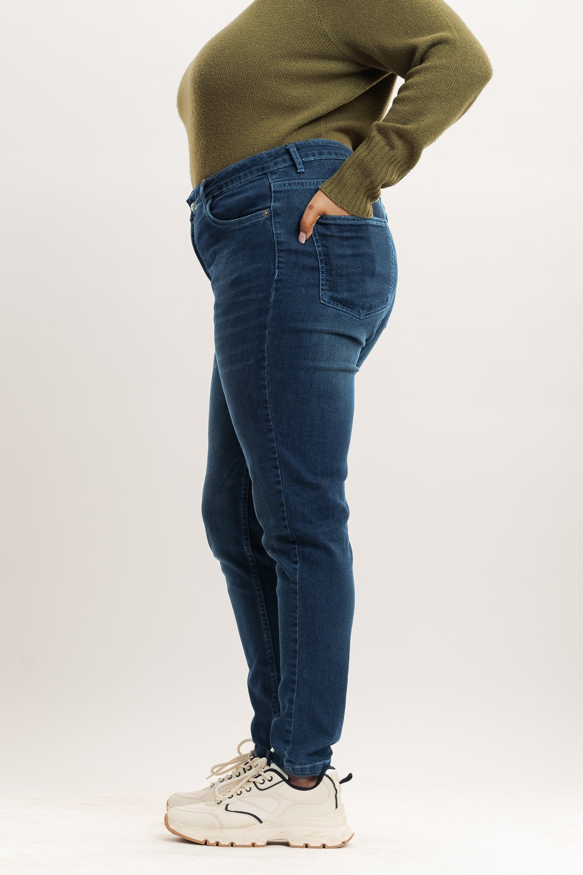 Curve Dark Blue High Waist Skinny Jeans