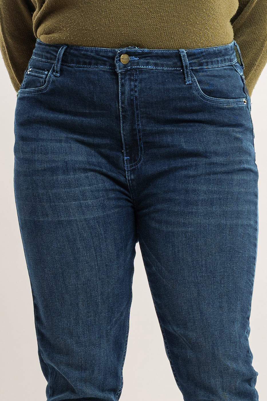 Curve Dark Blue High Waist Skinny Jeans