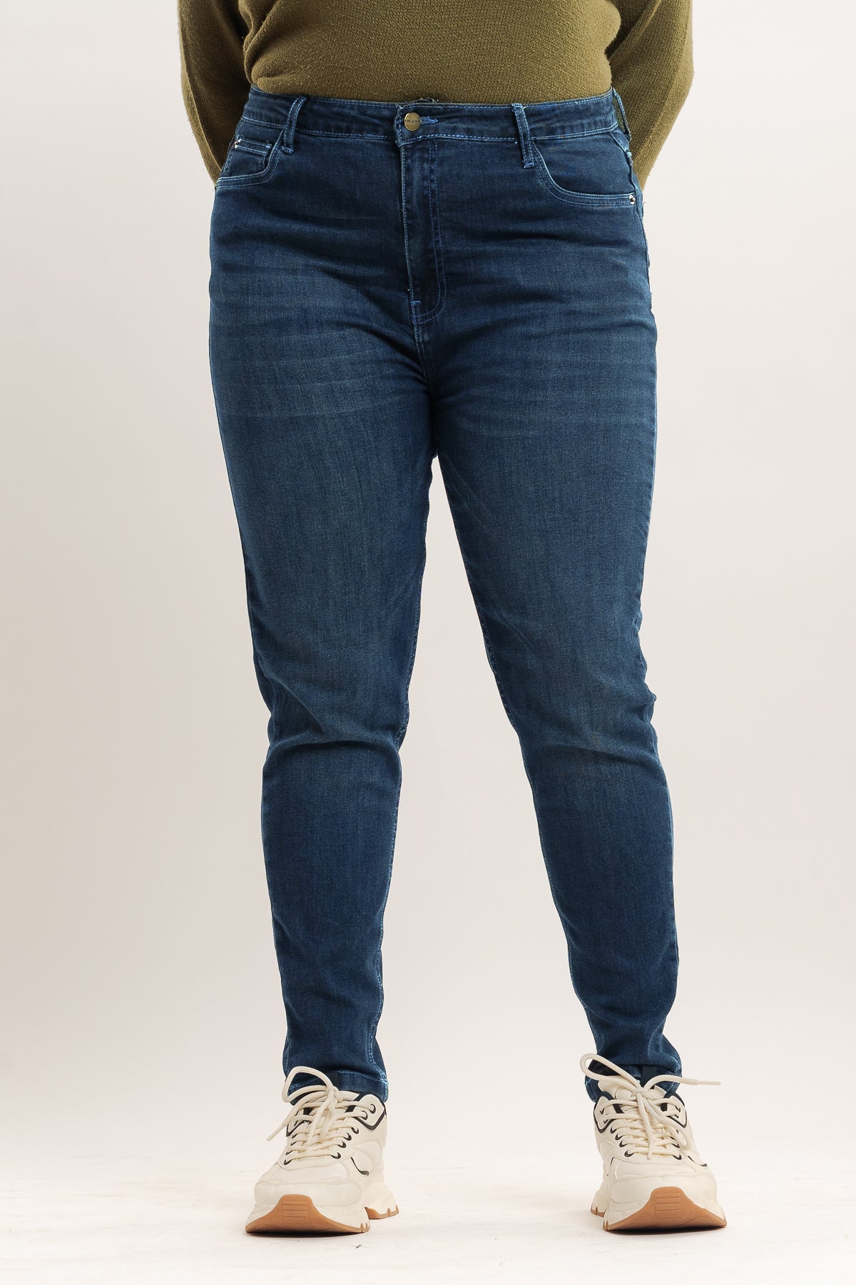 Curve Dark Blue High Waist Skinny Jeans