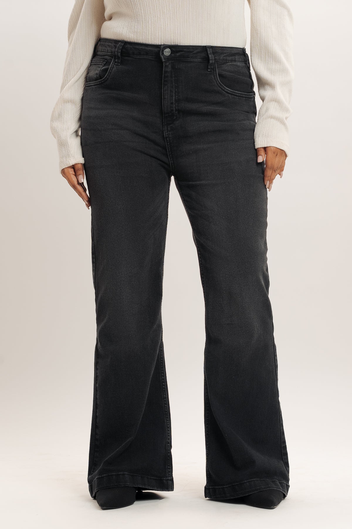 Women Bootcut jeans Black Stretchable ladies Wide Leg denim Pants