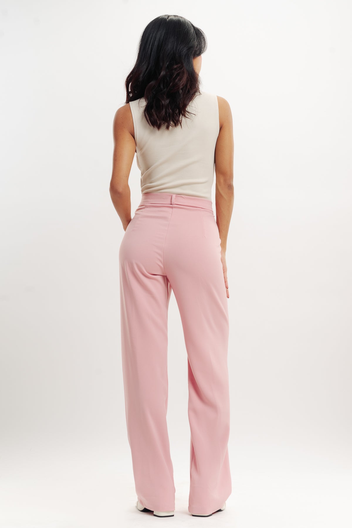 BABY PINK PLEATED STRAIGHT FIT KOREAN PANT
