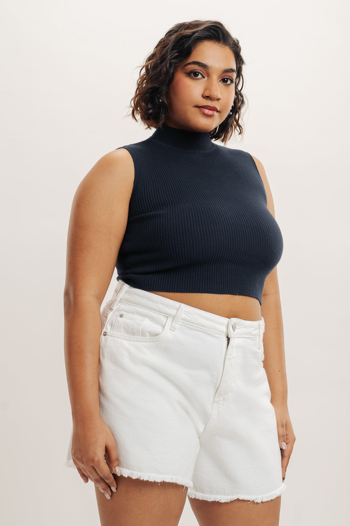Curve White Frayed Hem Shorts