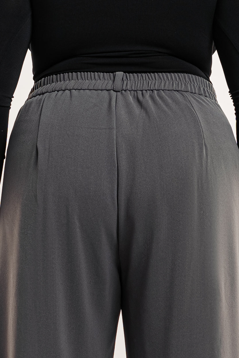 Curve Grey Pleated Wide Korean Pants