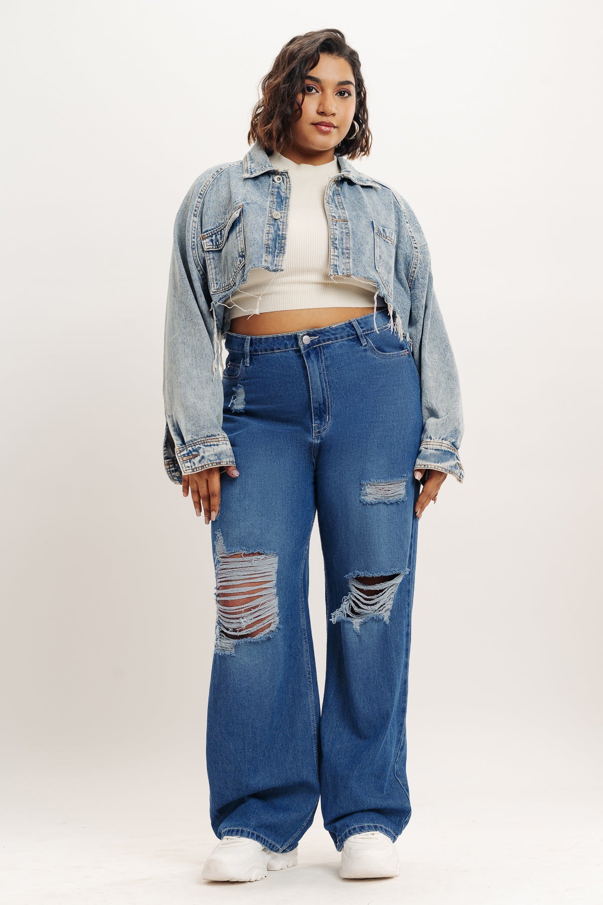 Curve Modish Blue Straight Jeans