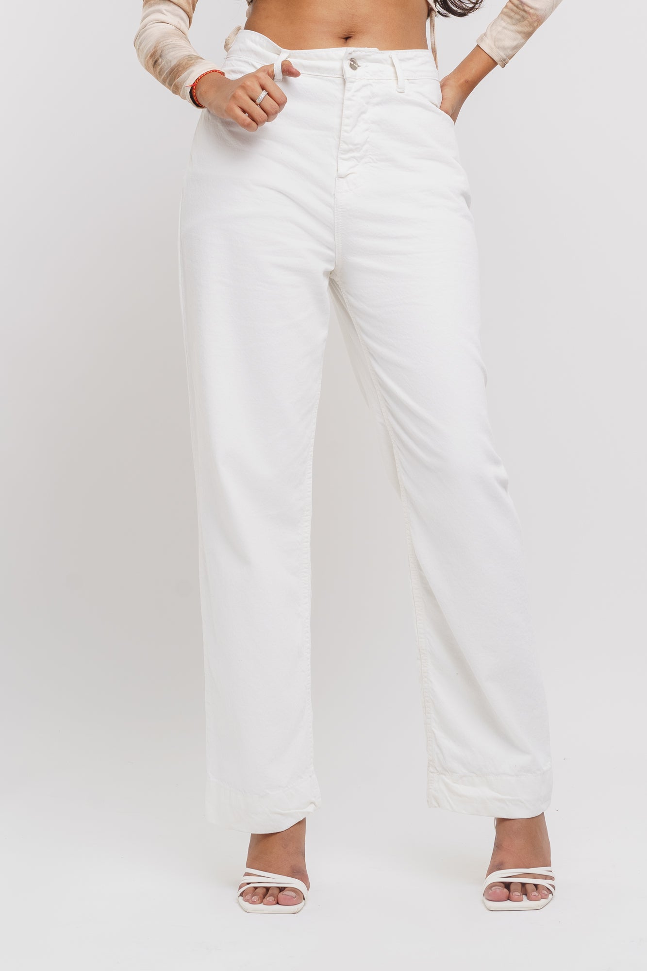 Levi's White Straight Fit High Rise Jeans
