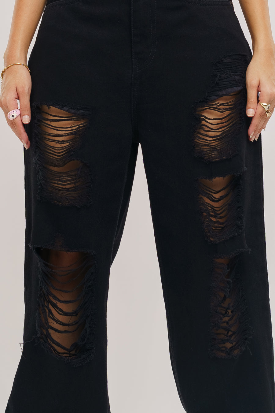 Buy Black Ripped Baggy Jeans For Women Online