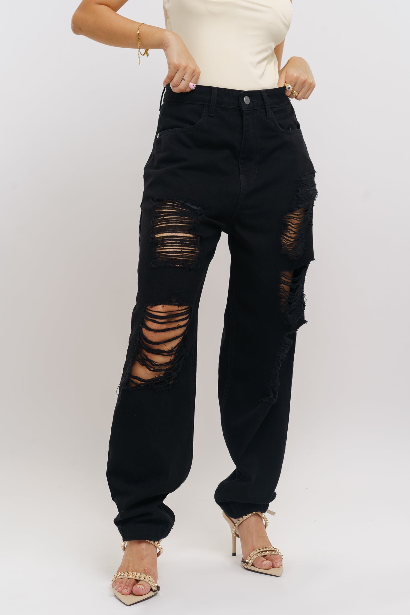 Buy Black Ripped Baggy Jeans For Women Online