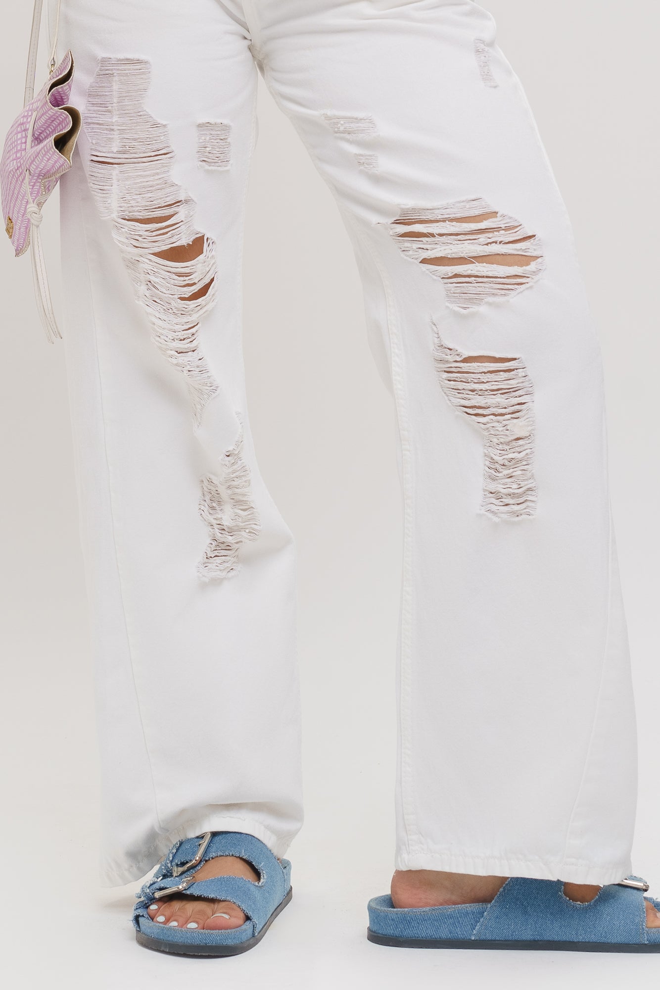 TOO DISTRESSED WHITE STRAIGHT JEANS